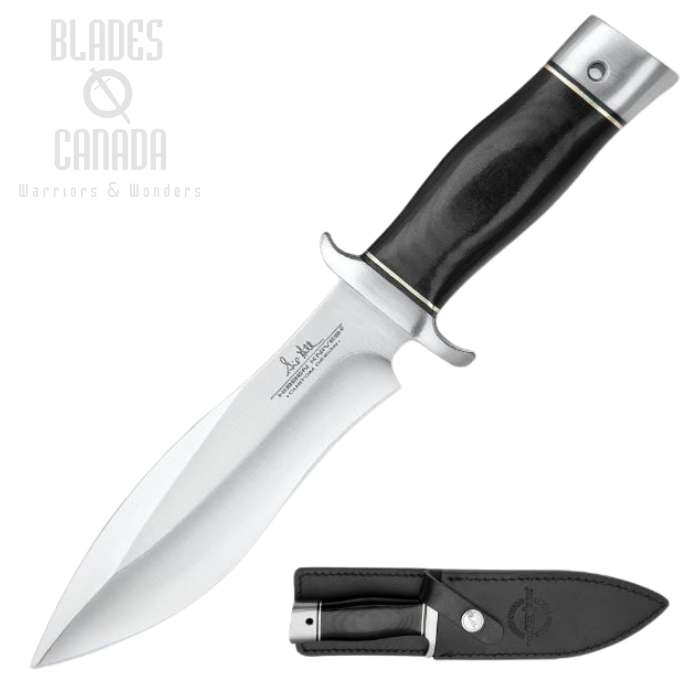Gil Hibben Alaskan Fixed Blade Boot Knife, Micarta Black, Leather Sheath, GH5055